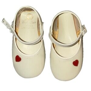 Vintage Baby Deer Shoes Baby N 2 3-6mos White‎ Patent Leather Mary Jane Hearts